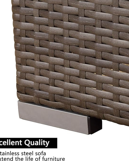 Wisteria Lane 2 Pieces Patio Furniture Sets, Outdoor Sectional Furniture with Armless Sofa, Tempered Glass Table and Cushion, Patio Conversation Sets for Garden Backyard, Grey - LeafyLoom