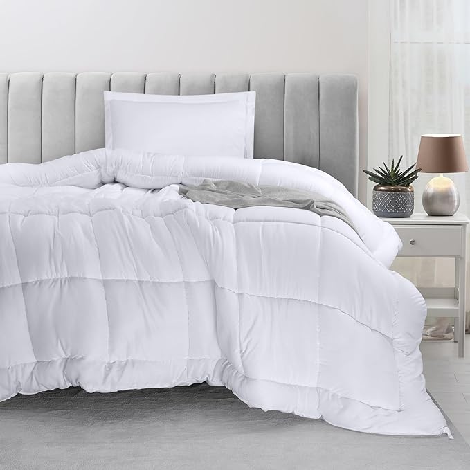 Utopia Bedding Twin Comforter Set Kids with 1 Pillow Sham, Bedding Comforter Sets, Down Alternative White Comforter, Soft and Comfortable, Machine Washable (Pack of 6) - LeafyLoom