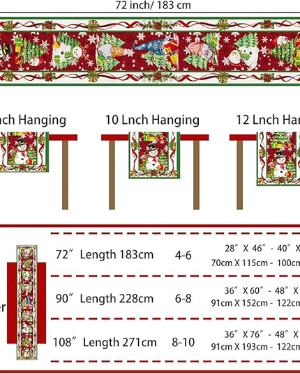 Christmas Table Runner 72 Inches Long Snowflake Buffalo Plaid Table Runner Christmas Theme Holiday Xmax Snowman Gnome Christmas Table Runner for Kitchen Dining Table Home Party Decorations Unibyby