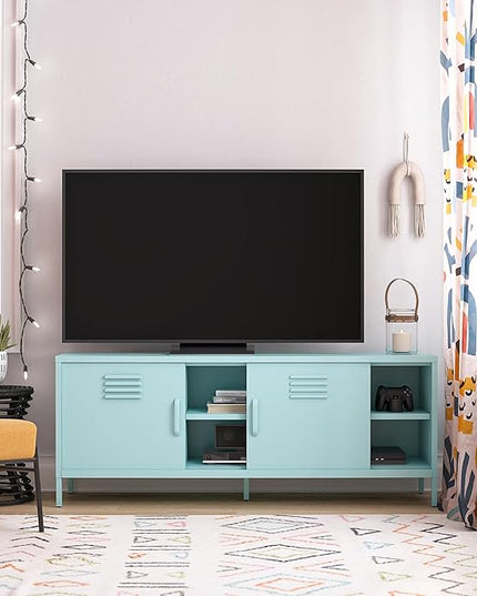 Novogratz Cache Metal Locker-Style TV Stand for TVs up to 65", Mint - LeafyLoom