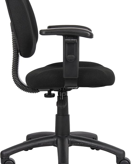 Boss Office Products Perfect Posture Delux Fabric Task Chair with Adjustable Arms in Black - LeafyLoom