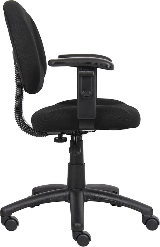 Boss Office Products Perfect Posture Delux Fabric Task Chair with Adjustable Arms in Black - LeafyLoom