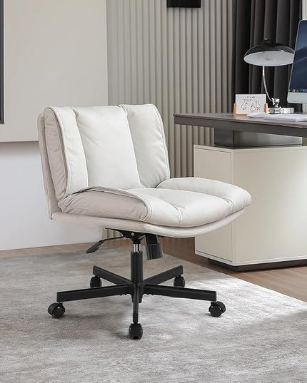 LEAGOO Armless Desk Chairs with Wheels Office Chair Vanity Chair with Technical Cloth Adjustable Swivel Computer Task Chairs for Home Base, Bedroom, Small Space, Make up - LeafyLoom