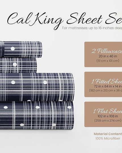 Linen Market 4 Piece Full Bedding Sheet Set (Navy Polka) - Sleep Better Than Ever with These Ultra-Soft & Cooling Bed Sheets for Your Full Size Bed - Deep Pocket Fits 16" Mattress - LeafyLoom