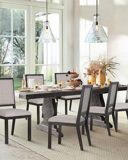 COLAMY Wood Dining Chairs Set of 4, Mid Century Modern Upholstered Kitchen Chairs,19 Inch Fabric Dining Chair with Back for Kitchen Dining Room,Brown - LeafyLoom