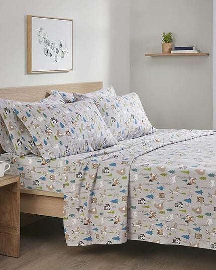 Comfort Spaces Cotton Flannel Breathable Warm Deep Pocket Sheets with Pillow Case Bedding, Twin XL, Multi Forest Animal 3 Piece - LeafyLoom