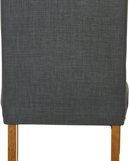 OSP Home Furnishings Jessica Button Tufted Wingback Upholstered Dining Chair with Wood Legs, Charcoal Fabric - LeafyLoom