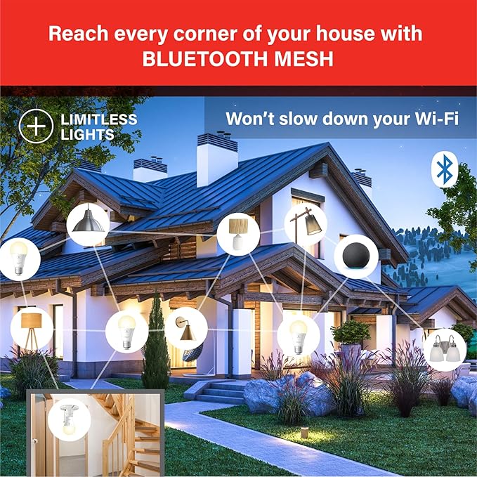 Sengled Alexa Light Bulb 75W Equivalent, Smart Light Bulbs Bluetooth Mesh 1050 LM, Smart Bulbs That Work with Alexa Only 2700K, High Brightness, Soft White A19 Dimmable Bulb, No Hub Required, 4 Pack Sengled