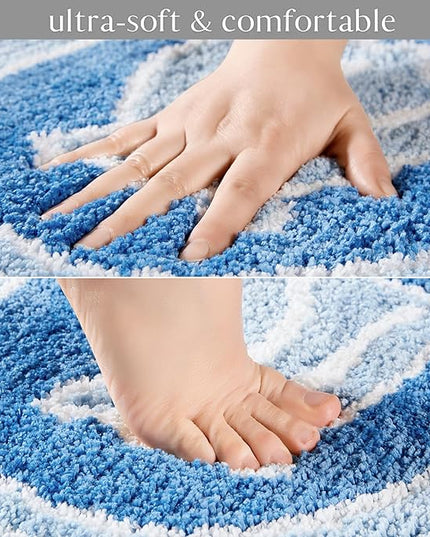 RoomTalks Coastal Beach Bathroom Rugs Non Slip Light Blue Turquoise Cute Bath Mat Washable, Cartoon Money Tufted Rug Boho Funky Aesthetic Cool 2x3 Small Throw Rugs for Bedroom Kitchen Living Room - LeafyLoom