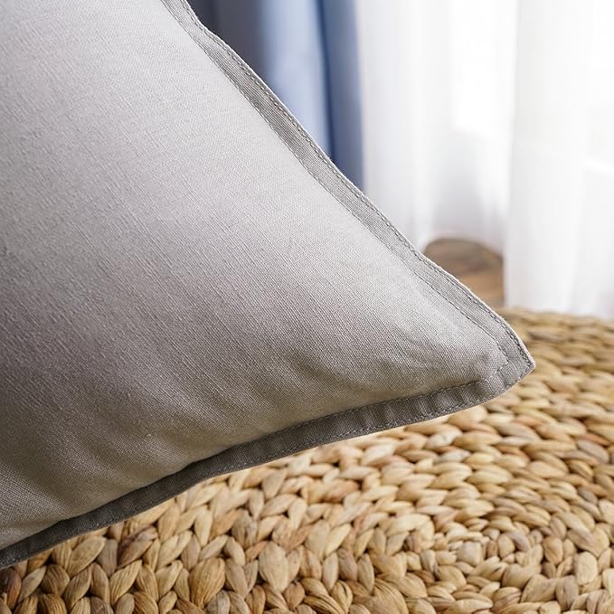 Jeanerlor Solid Cotton Linen Decoration Toss Throw Pillow Sham Cushion Case Special Pillow Cover Delicate Decorative Pillowcase for Bed/Chair/Couch, 18"x18"(45 x 45cm),2 Packs, Silver Grey - LeafyLoom