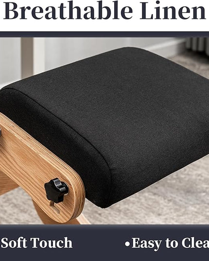Professional Kneeling Chair with Wooden Computer Stand Comfortable Cushion Adjustable Knee Chair Ergonomic Rocking Posture Chair for Back Pain Relief - LeafyLoom