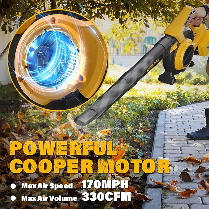 Cordless Leaf Blower & Vacuum, 3-in-1 Leaf Vacuum Mulcher with Bag, 40V 330CFM Battery Leaf Blower with 2x4.0Ah Battery & Charger for Lawn Care, 5-Speeds Variable Control - LeafyLoom