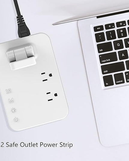 Drevet LED Desk Lamp, Desk Light with 1 USB Charging Port and 2 AC Power Outlet, 3 Lighting Modes, 3 Level Brightness,1H Timer, Touch Control, Eye-Caring Home Office Foldable Table Lamp (White) - LeafyLoom