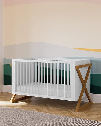 Storkcraft Equinox 3-in-1 Convertible Crib (Vintage Driftwood) Easily Converts to Toddler Bed & Daybed, 3-Position Adjustable Mattress Support Base, Modern Two-Tone Design for Contemporary Nursery - LeafyLoom