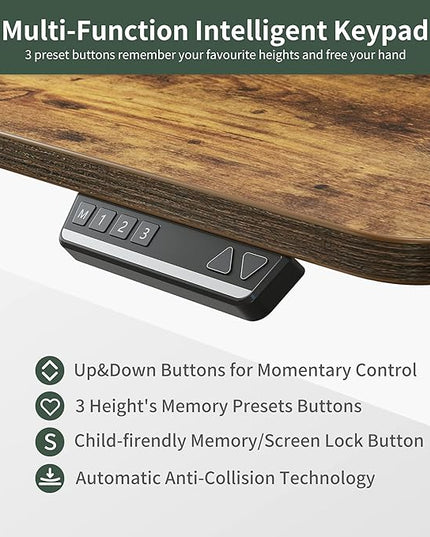 FEZIBO 75 Inches, Supports over 300mlbs, L Shaped Standing Desk Reversible, Electric Height Adjustable Corner Stand up Desk, Sit Stand Desk Computer Workstation, Black Frame/Rustic Brown Top - LeafyLoom
