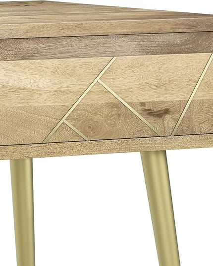 SIMPLIHOME Jager Contemporay Mid Century 22 Inch Wide Metal Side Table in Natural, for The Living Room and Bedroom - LeafyLoom