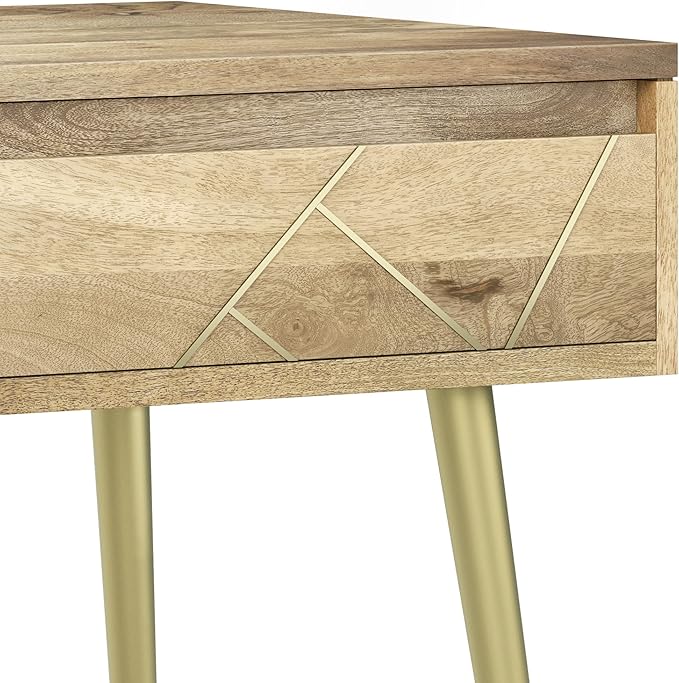 SIMPLIHOME Jager Contemporay Mid Century 22 Inch Wide Metal Side Table in Natural, for The Living Room and Bedroom - LeafyLoom