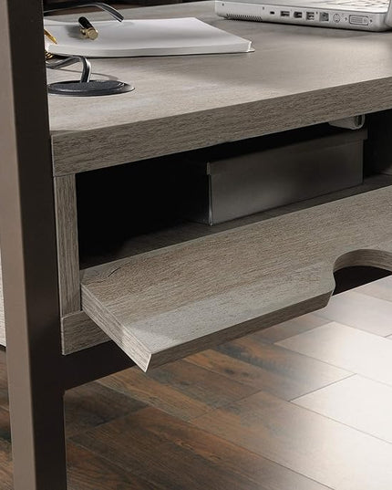 Sauder Manhattan Gate L-Shaped Desk, Mystic Oak finish - LeafyLoom