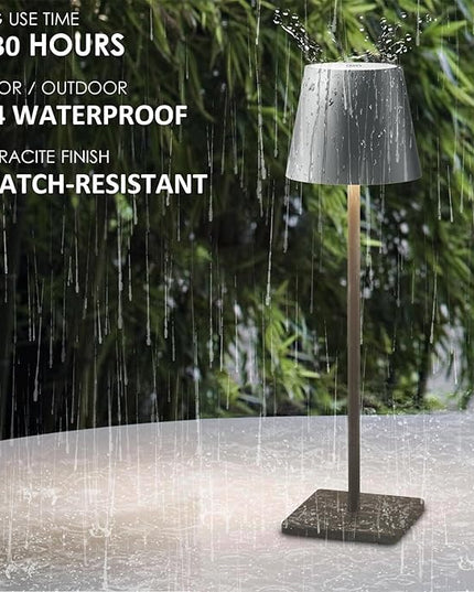 2 Packs LED CordlessTable Lamp, Rechargeable Battery Desk lamp 5500mAh Battery Operated Stepless Dimming Modern Portable Table Light for Restaurant/Table/Bedroom/Outdoor IP54 Waterproof (Anthracite) - LeafyLoom