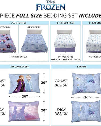 Disney Frozen 2 Kids Bedding Super Soft Comforter and Sheet Set with Sham, 7 Piece Full Size, "Official" Disney Product By Franco - LeafyLoom