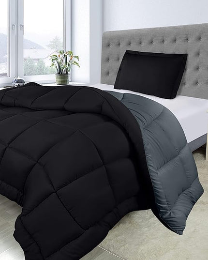 Utopia Bedding Twin Comforter Set Kids with 1 Pillow Sham, Bedding Comforter Sets, Down Alternative Reversible Black/Grey Comforter, Soft and Comfortable, Machine Washable (Pack of 6) - LeafyLoom