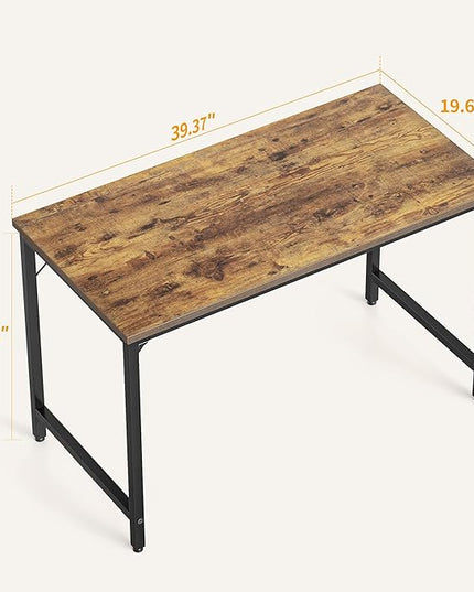CubiCubi Computer Desk, 40 inch Home Office Writing Study Desk, Small Desk, Modern Simple Style, Basic Desk, Brown - LeafyLoom