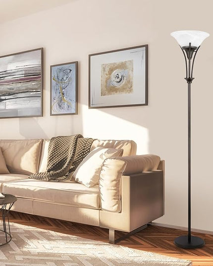 Globe Electric 63361 Gatineau 70" Floor Lamp, Dark Bronze Finish, Alabaster Glass Shade, 0 - LeafyLoom