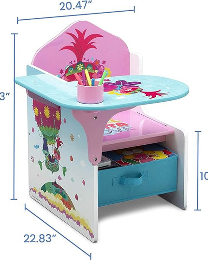 Delta Children Chair Desk with Storage Bin, Trolls World Tour - LeafyLoom