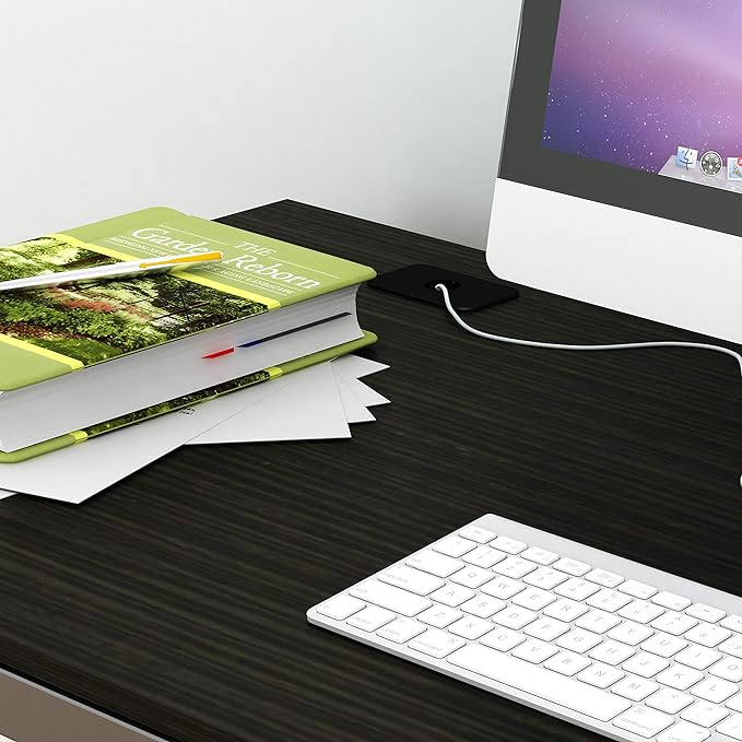 SHW Home Office 55-Inch Large Computer Desk, Espresso - LeafyLoom