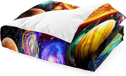 Space Bedding Solar System Twin Comforter set for Boy Galaxy Outer Space Room Decor for Boys Bedroom Bedding Set Twin Size Galaxy Earth Planets Quilt Set with 1 Comforter 1 Pillowcase - LeafyLoom