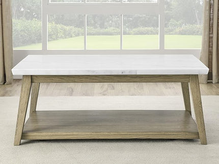 NicBex Coffee Table Wooden Coffee Table with Storage Rectangle Center Tables with Bottom Shelf Dining Table for Living Room, Dining Room, Office, and Bedroom,122" W, Brown+White - LeafyLoom