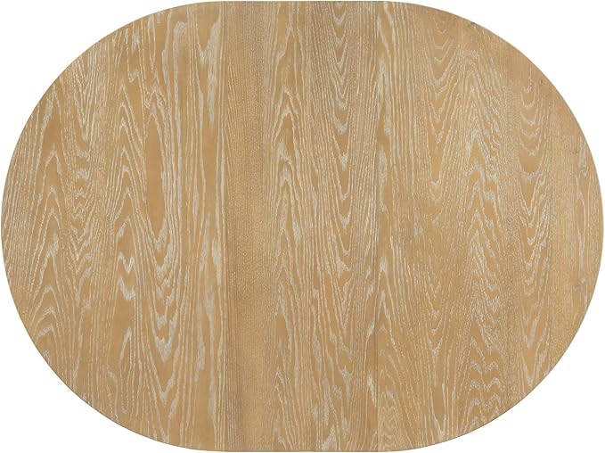 5-Piece Farmhouse Extendable Round Dining Table Set with Two 4 Upholstered Chairs for Kitchen, Breakfast Nook, Living Room, 42"-56" L x 42" W x 30" H, Natural Wood Wash(2 Small Drawers) - LeafyLoom