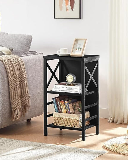 Bookcase, Industrial Small Bookshelf,3-Tier Bookcase Storage Organizer, Small Book Shelf for Small Spaces, Living Room, Bedroom and Home Office, Black - LeafyLoom