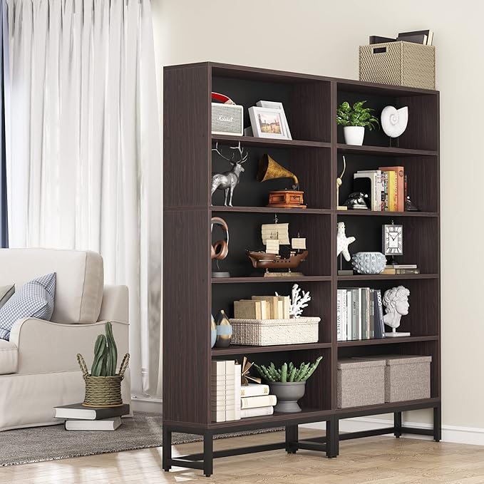 Tribesigns Tall Bookcase and Bookshelf, 70.8” Large Bookcases Organizer with 5-Tier Storage Shelves, Heavy Duty Free-Standing Library Bookshelf Shelving Unit for Living Room, Bedroom (Sandalwood) - LeafyLoom