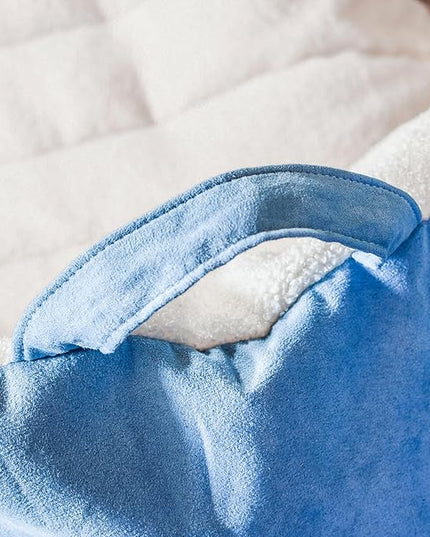 Big Joe Roma Kid's Bean Bag Chair, Oat Sherpa and Dusty Blue, Vegan Suede, 2 feet - LeafyLoom