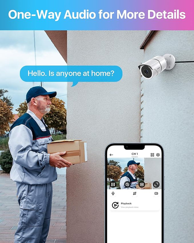ZOSI 2 Pack 1080P Home Security Cameras with Audio Recording,Built-in Microphone,1920TVL 2.0MP HD-TVI Surveillance Cameras with 120ft IR Night Vision,Waterproof Surveillance Bullet Camera System ZOSI
