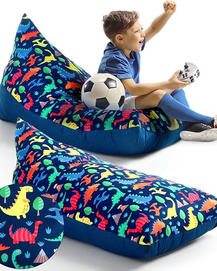 2 Pcs Stuffed Animal Storage Bean Bag Chair Stuffed Animal Bean Bag Storage Large Beanbag Covers Stuff Animal Organizer Bean Bag Couch for Kids Adults Plush Toys Pillows, Cover Only (Dinosaur) - LeafyLoom