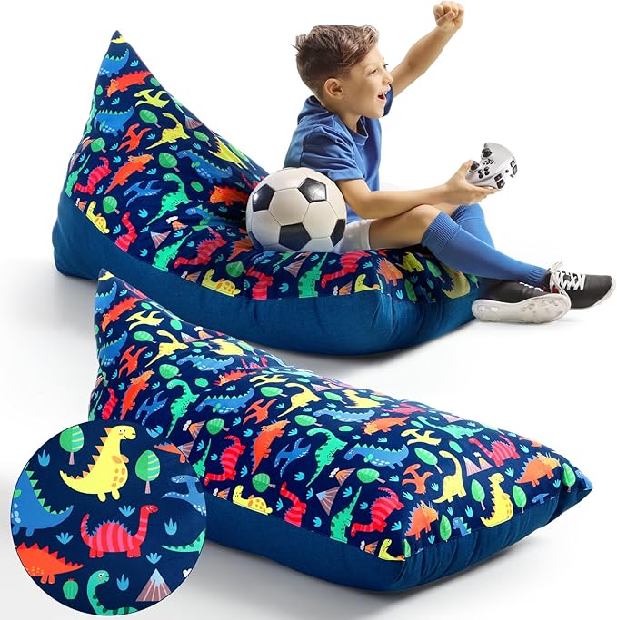 2 Pcs Stuffed Animal Storage Bean Bag Chair Stuffed Animal Bean Bag Storage Large Beanbag Covers Stuff Animal Organizer Bean Bag Couch for Kids Adults Plush Toys Pillows, Cover Only (Dinosaur) - LeafyLoom