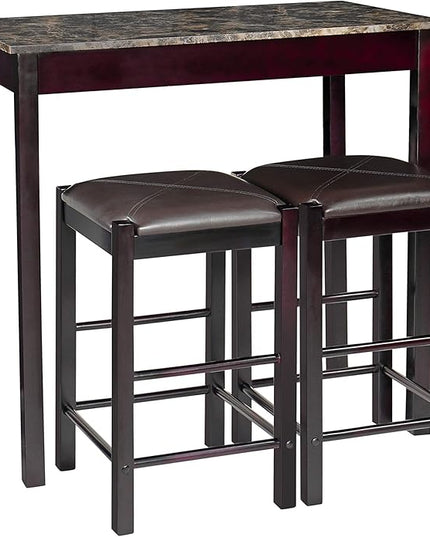 Pearington Remington High Top Counter Height Bar and Pub Table Set with 2 Chairs, Dark Espresso - LeafyLoom