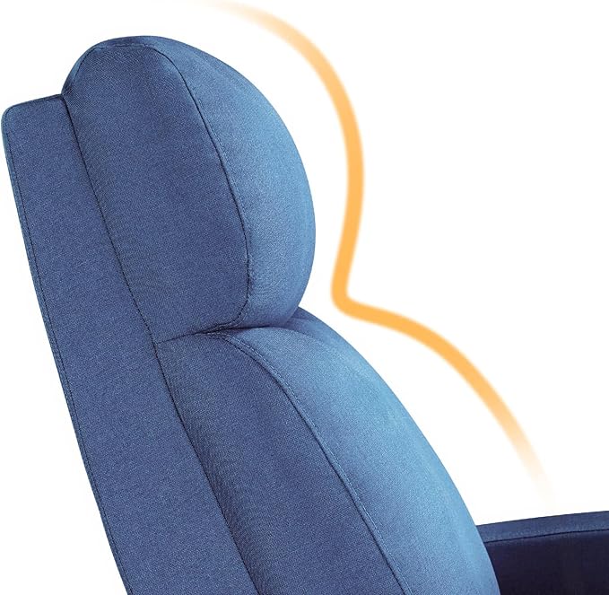 Yaheetech Fabric Recliner Chair Sofa Ergonomic Adjustable Single Sofa with Thicker Seat Cushion Modern Home Theater Seating for Living Room Light Blue - LeafyLoom