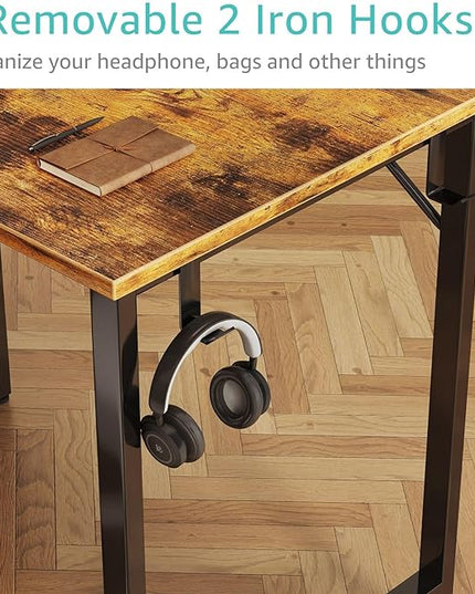 Lufeiya 47 inch Computer Desk with 4 Drawers, Writing Work Study Desk for Home Office Bedroom, Modern Simple Student PC Desks, Rustic Brown - LeafyLoom