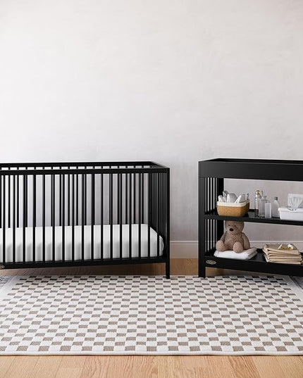Graco Teddi 5-in-1 Convertible Crib (Black) – GREENGUARD Gold Certified, Converts to Daybed, Toddler & Twin Bed with Headboard and Footboard, Adjustable Mattress Height - LeafyLoom