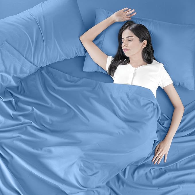 Utopia Bedding Queen Bed Sheets Set - 4 Piece Bedding - Brushed Microfiber - Shrinkage and Fade Resistant - Easy Care (Queen, Dutch Blue) - LeafyLoom