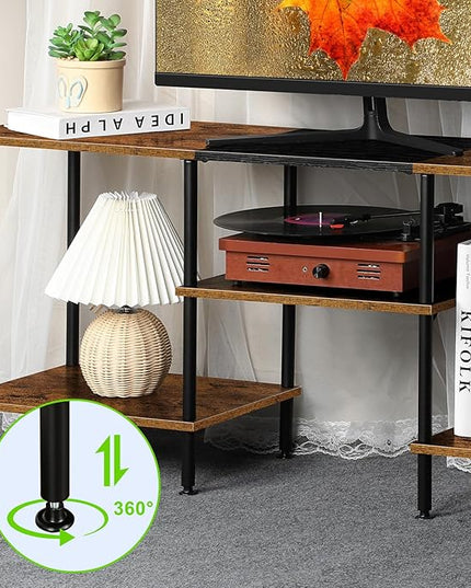 TV Stand for Bedroom 50 Inch TV Stand with Power Outlet 3 Tier Entertainment Center with Storage TV Console Table for 50 43 40 32 Inch TV, Rustic Brown - LeafyLoom