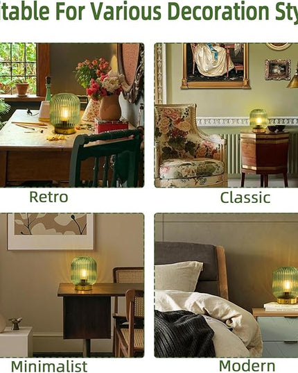 MJ PREMIER Rechargeable Battery Operated Lamp Cordless Lamp Portable Dimmable Brightness Lamps USB LED Table Light with Memory Function Emergency Lamp for Power Outage for Indoor,Outdoor Green - LeafyLoom