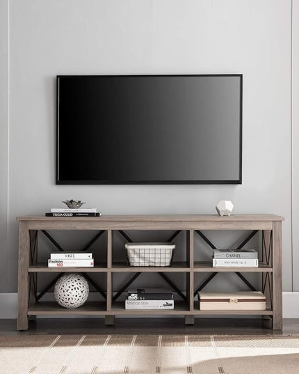 Henn&Hart Rectangular TV Stand for TV's up to 65" in Gray Oak, TV Stands for the Living Room - LeafyLoom