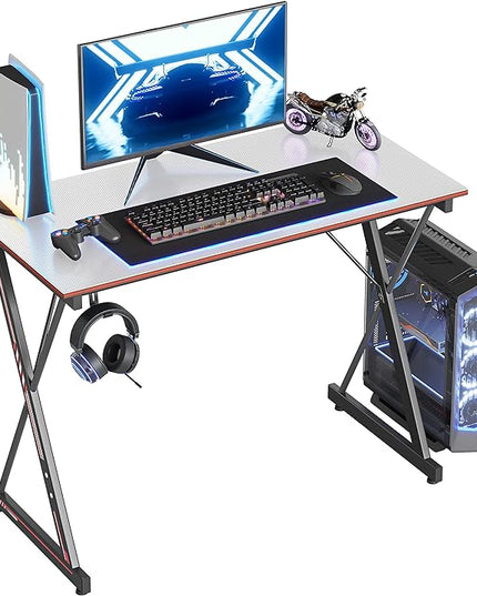 CubiCubi Gaming Desk 40 Inch PC Computer Desk, Home Office Desk Table Gamer Workstation, Simple Game Table, White - LeafyLoom