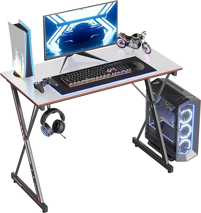 CubiCubi Gaming Desk 32 Inch PC Computer Desk, Home Office Desk Table Gamer Workstation, Simple Game Table, White - LeafyLoom