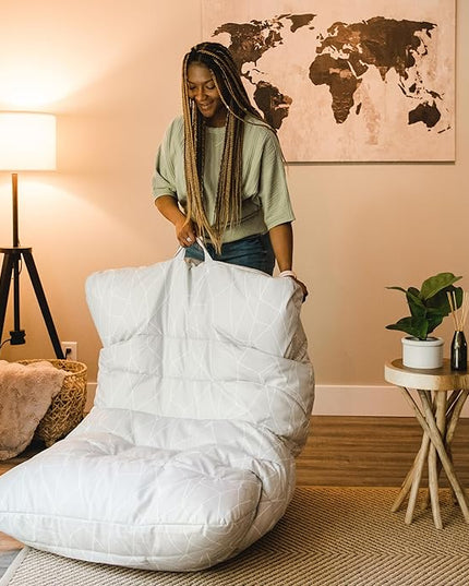 Big Joe Roma Bean Bag Chair, Moonstone Tessellation Lenox, Durable Woven Polyester, 3 feet - LeafyLoom