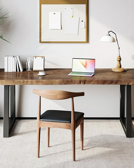 Desk / 55 inches,Solid Wood Desk Classical Style Home Office Desks/New Chinese Style Computer Table/Wooden Desk/Brown Desk - LeafyLoom